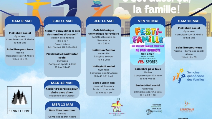 Programmation - Semaine québécoise des familles - Du 11 au 17 mai 2026